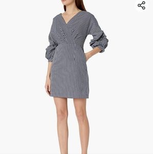 J.O.A Wills Wide neck Navy strip Dress NWT